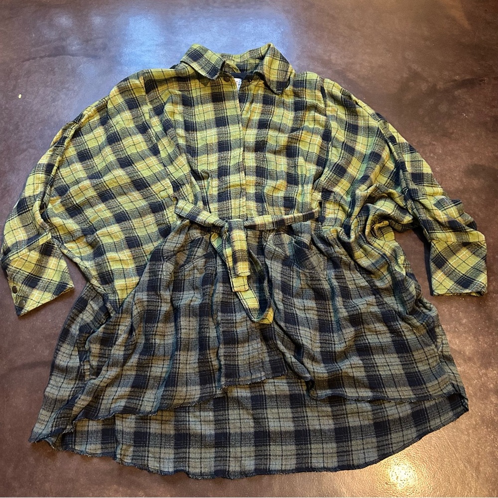 We the free- you wish over sized ombré kaftan flannel shirt jacket size xs - Picture 6 of 15